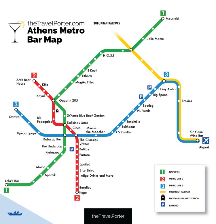 This detailed athens travel guide with itinerary will tell you all you. The Ultimate Bar Crawl Athens First Ever Metro Bar Map The Travelporter